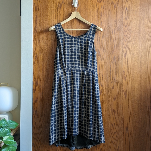 EUC Birds of North America Huet Huet dress Navy Crosshatch Size 10 - Picture 2 of 4